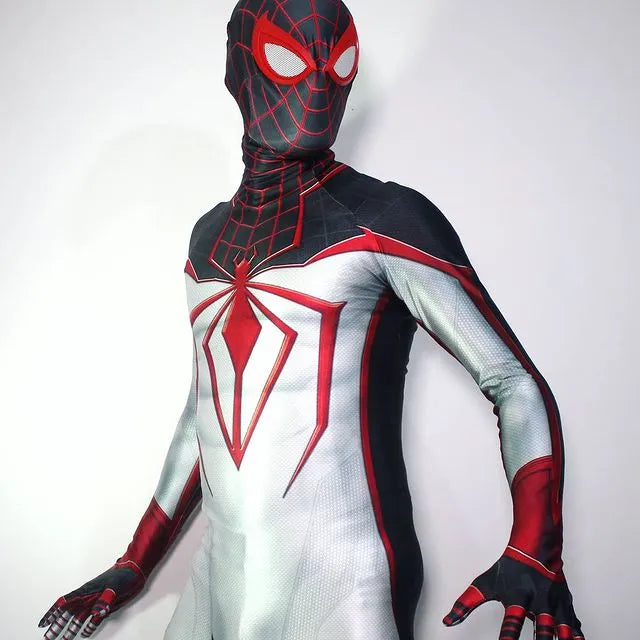 Halloween Adults Kids Miles Morales PS5 Spiderman Peter Parker Superhero Cosplay Costume Full Bodysuit Zentai Second Skin Party