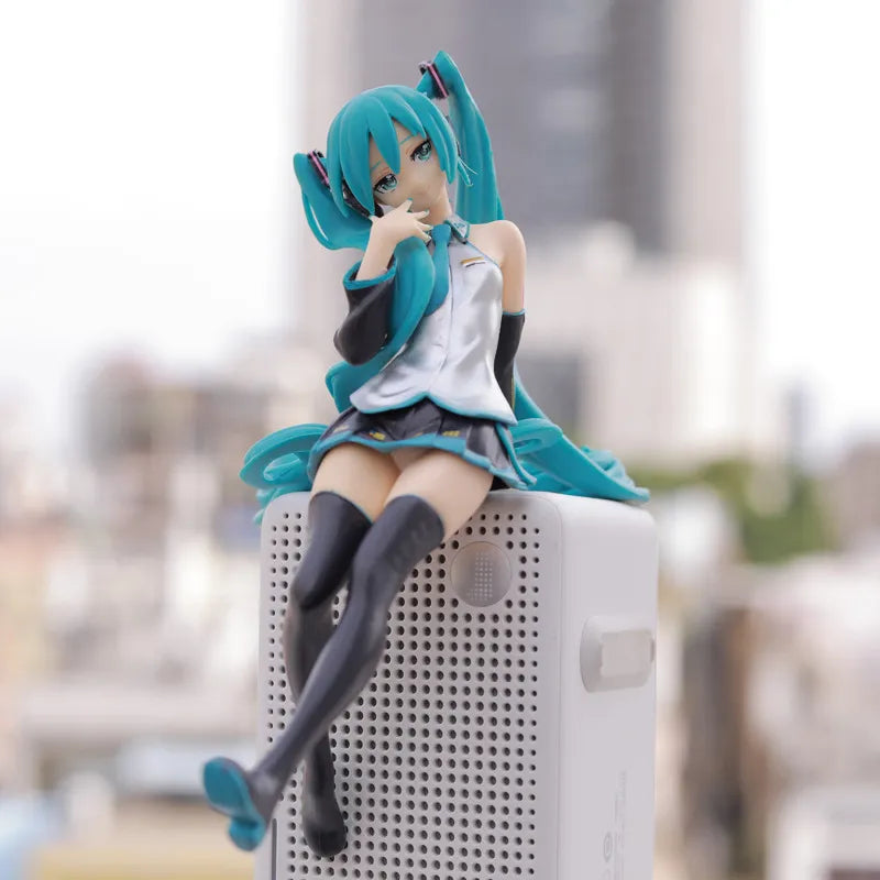 New 14CM Anime Sitting Hatsune Miku Figures kawaii Long Hair Sakura Action Toys Girls PVC Figure Model Toys Girl