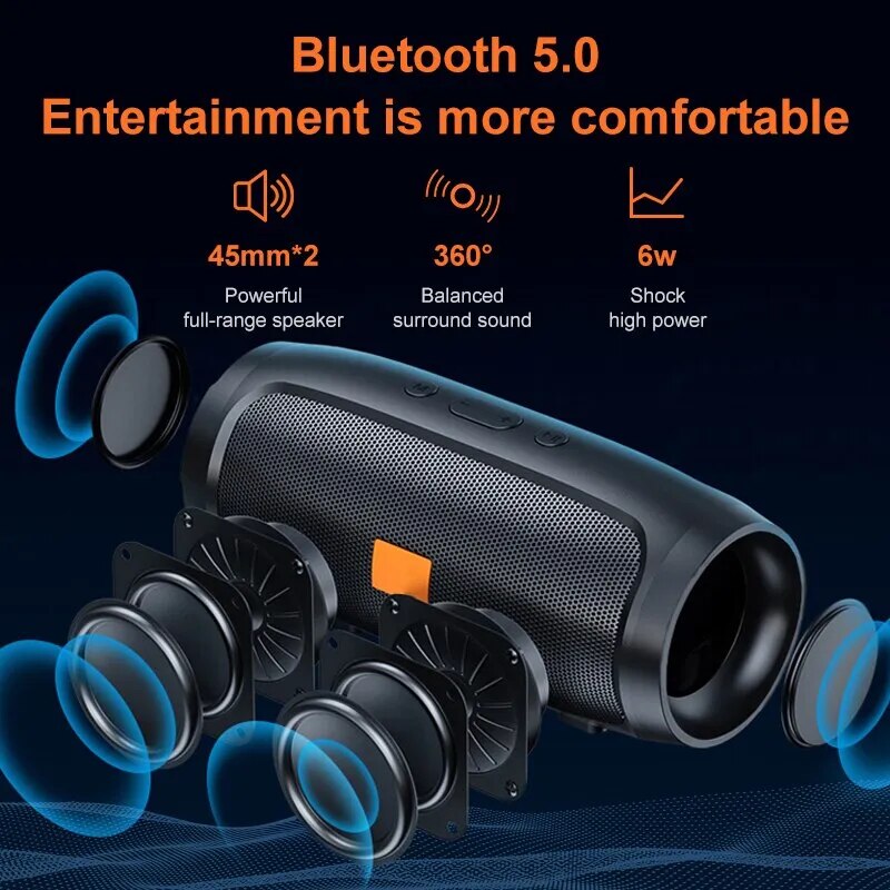 Bluetooth Speaker Dual Speaker Stereo Outdoor Tfusb Playback Fm Voice Broadcasting Portable Subwoofer 50 Wireless Speaker