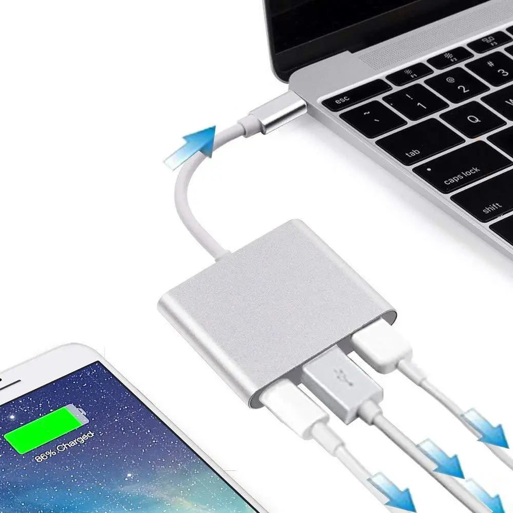 3 in 1 Type C To HDMI-compatible USB 3.0 Charging Adapter USB-C 3.1 Hub for Mac Air Pro Huawei Mate10 Samsung S8 Plus