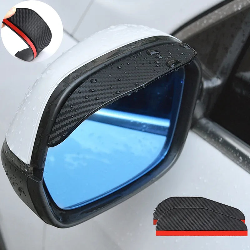 2PCS Car Rearview Mirror Rain Eyebrow Visor Carbon Fiber Car Rearview Side Snow Sun Visor Rain Cover Car Mirror Accessories