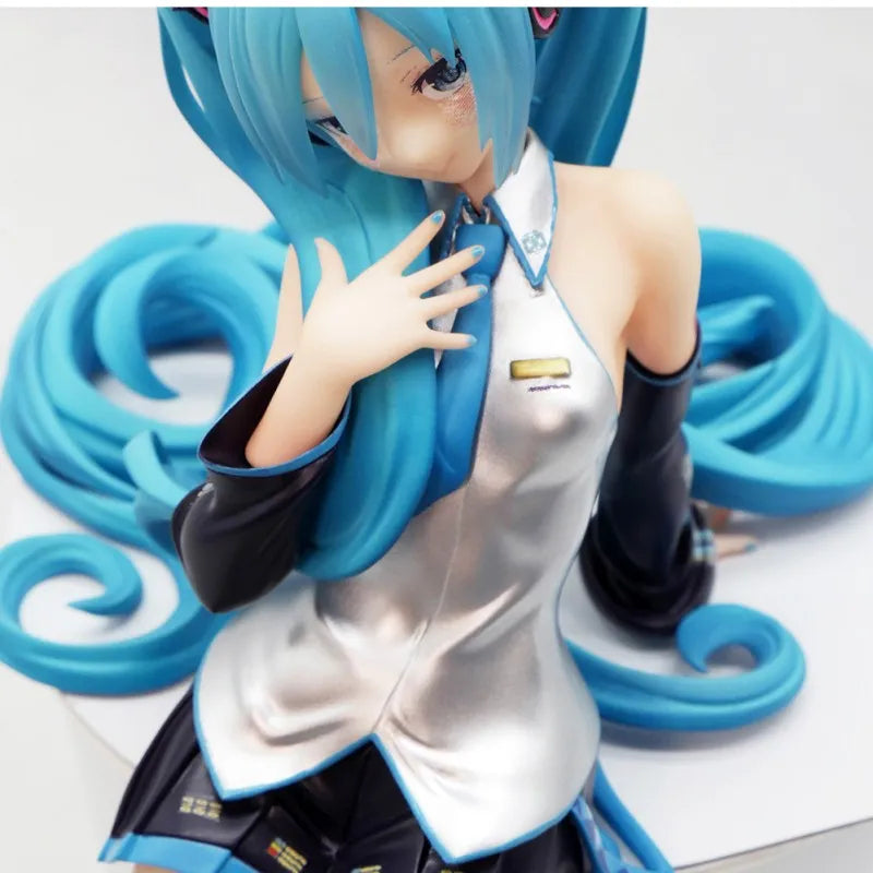 New 14CM Anime Sitting Hatsune Miku Figures kawaii Long Hair Sakura Action Toys Girls PVC Figure Model Toys Girl