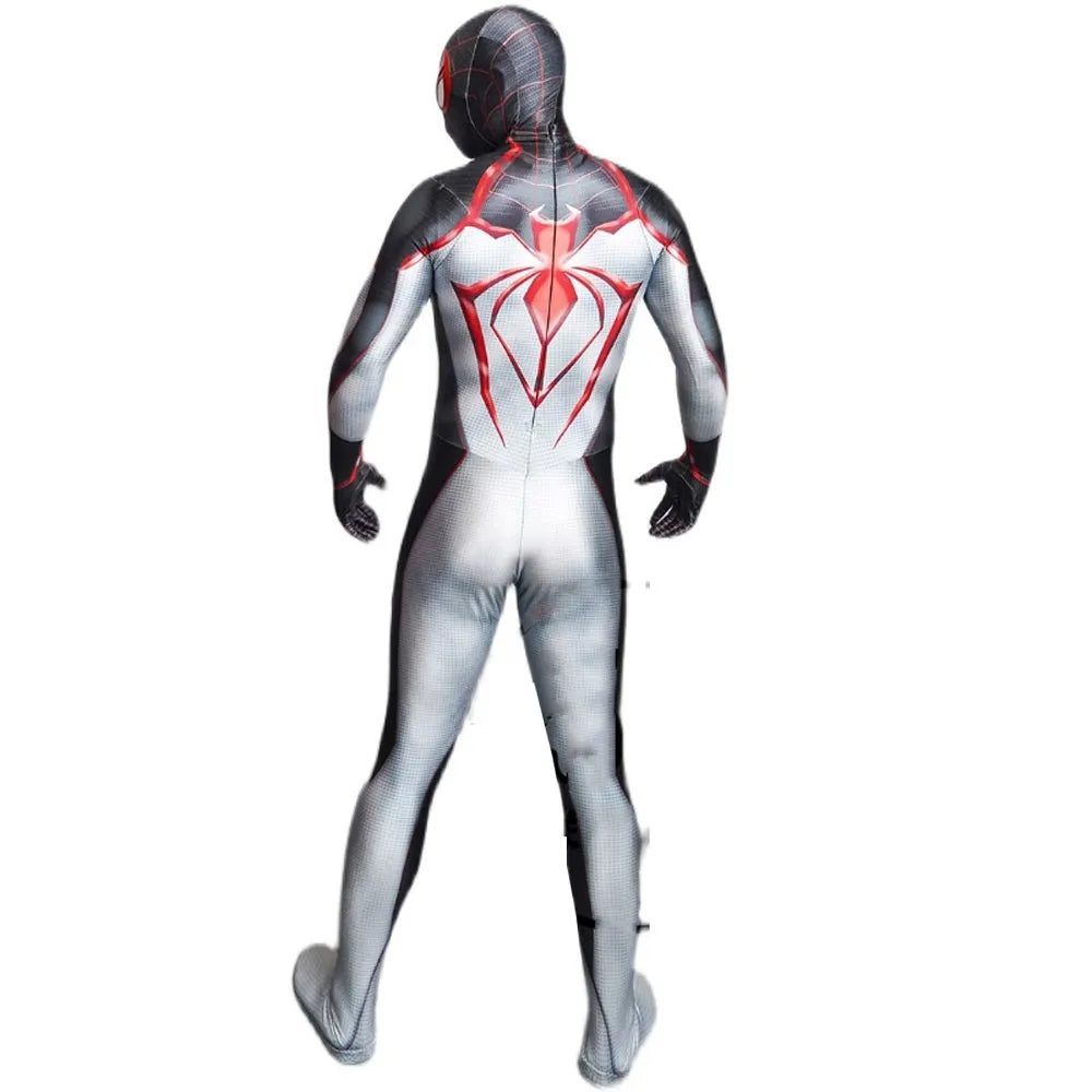 Halloween Adults Kids Miles Morales PS5 Spiderman Peter Parker Superhero Cosplay Costume Full Bodysuit Zentai Second Skin Party