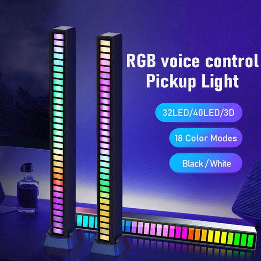 Free Flag smart RGB Symphony Sound Control LED Light Music Rhythm Ambient Pickup Lamp App Control For Compute Gaming Desktop Decor